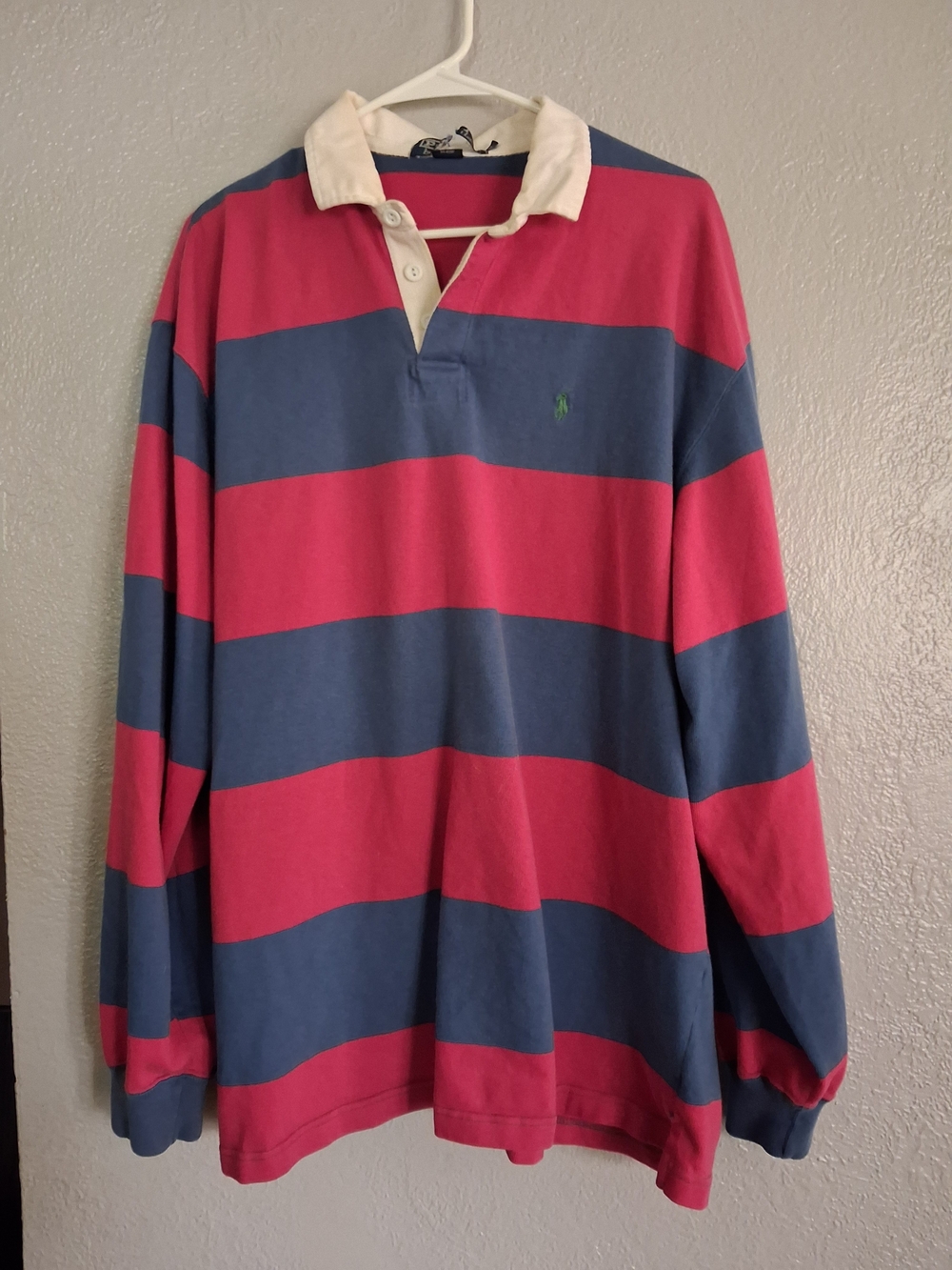 Polo Ralph Lauren Vintage Red and Blue Striped Rugby Polo XL